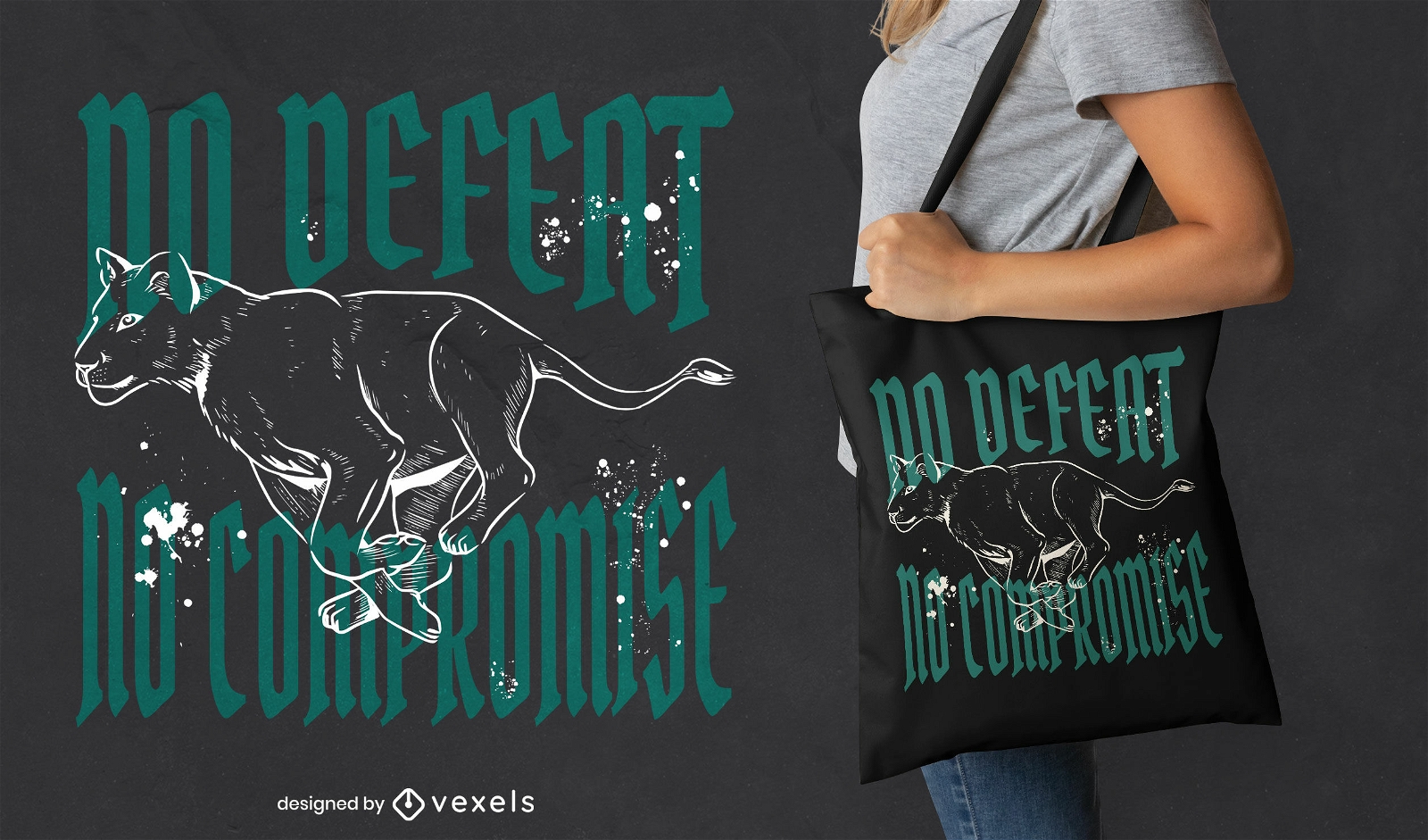 Lioness motivational quote tote bag design