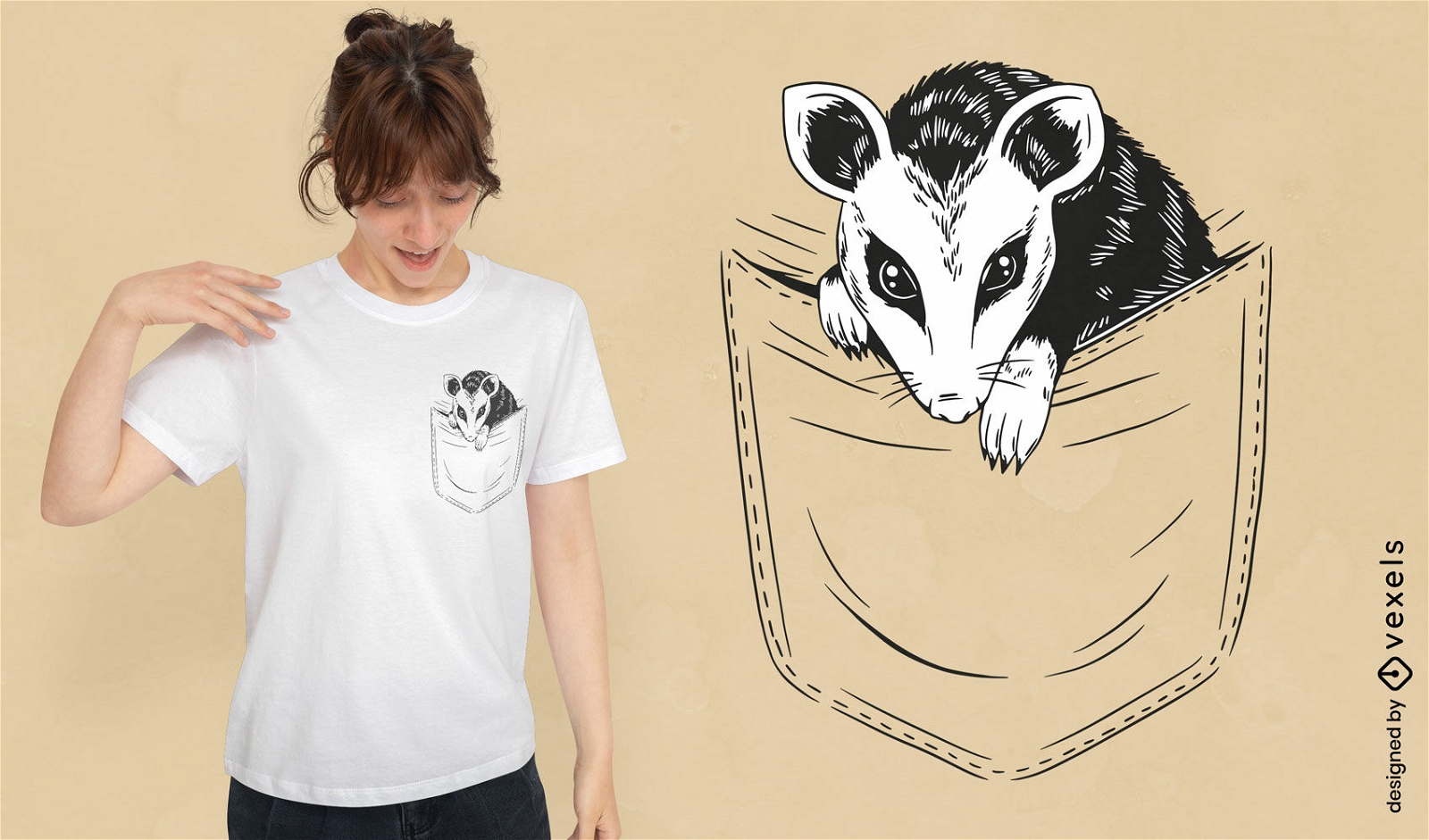 Opossum-Taschen-T-Shirt-Design