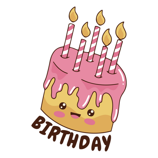 Etiqueta engomada de la torta de cumpleaños Diseño PNG