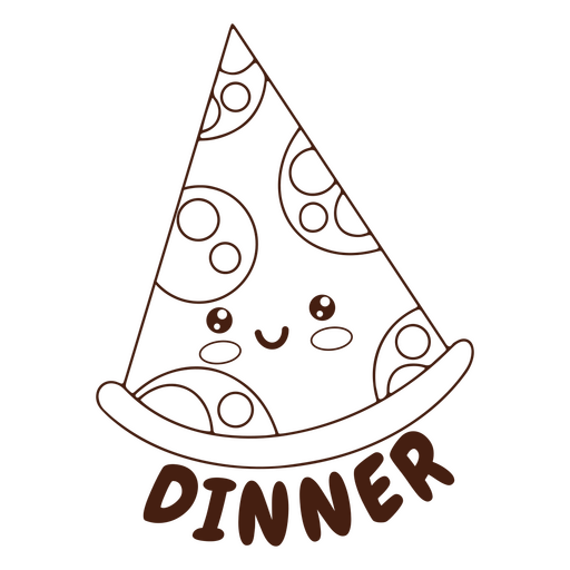 Pizza zum Abendessen Strichaufkleber PNG-Design