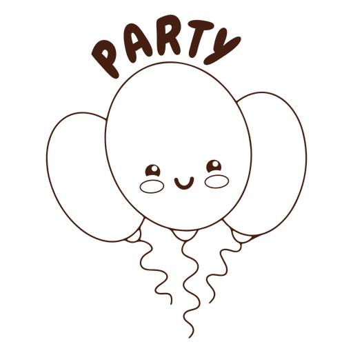 Party balloons stroke sticker PNG Design