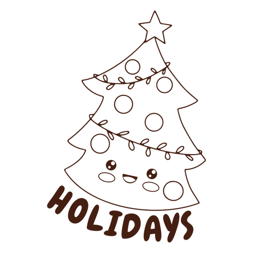 Christmas tree stroke sticker PNG Design