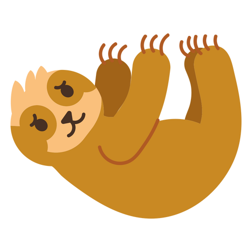Cute semi-flat hanging sloth PNG Design