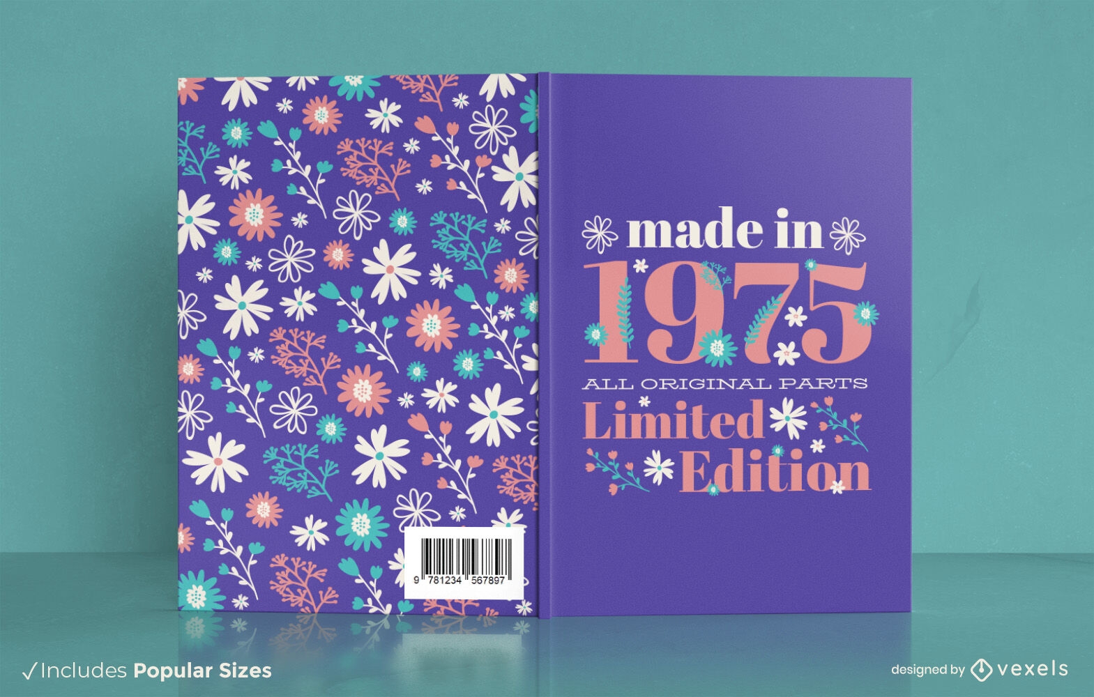 Made in 1975 floral book cover design