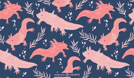 Axolotls floating in water pattern design