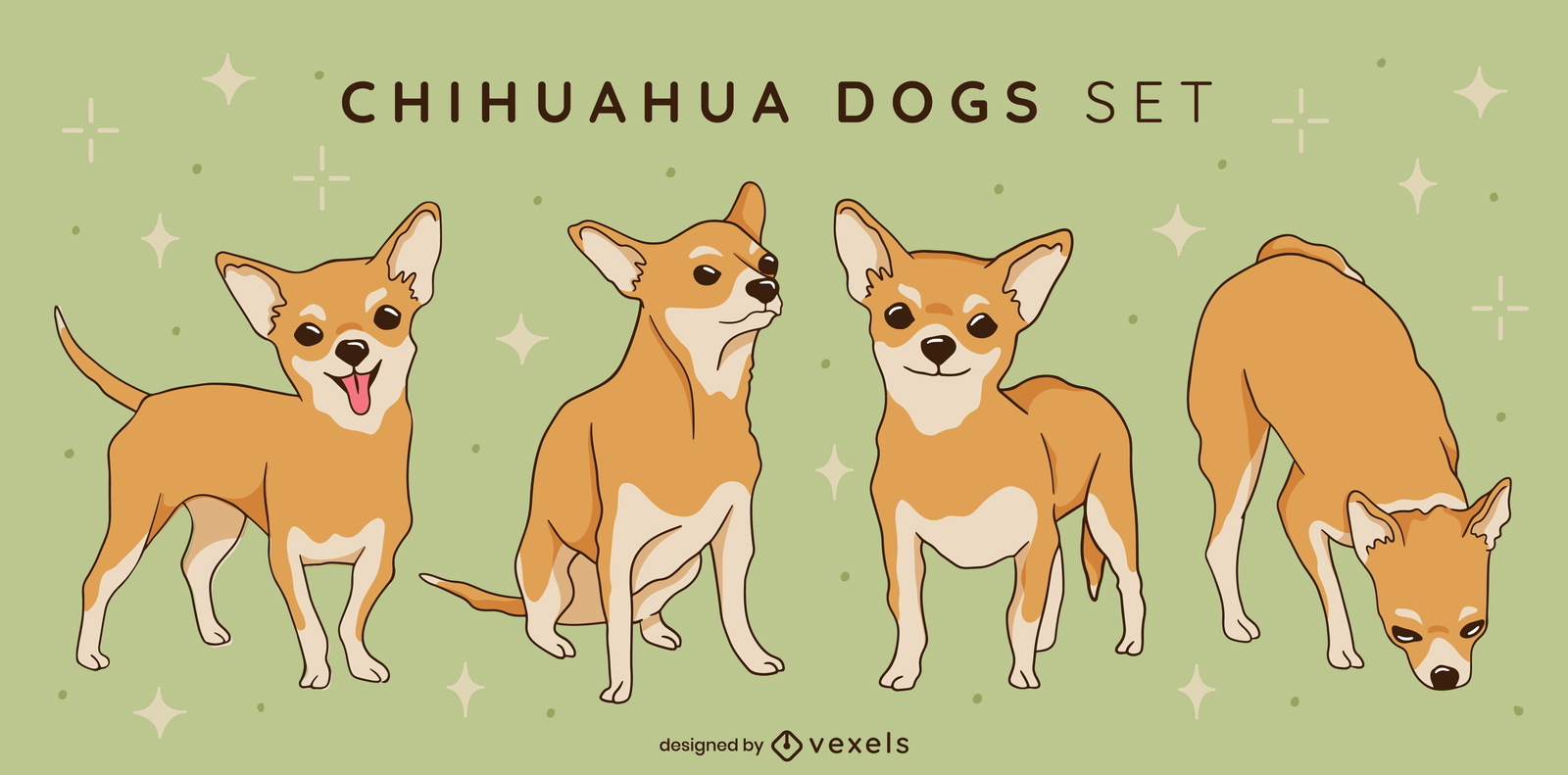 Diseño de escenografía de perros chihuahua