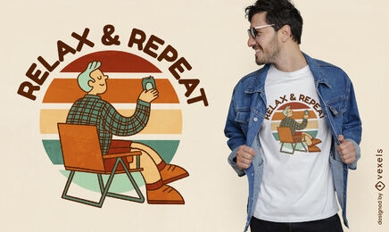 Diseño de camiseta de camping retro relax