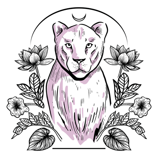 Lioness line art mystic PNG Design