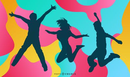 Bunte Party Silhouetten
