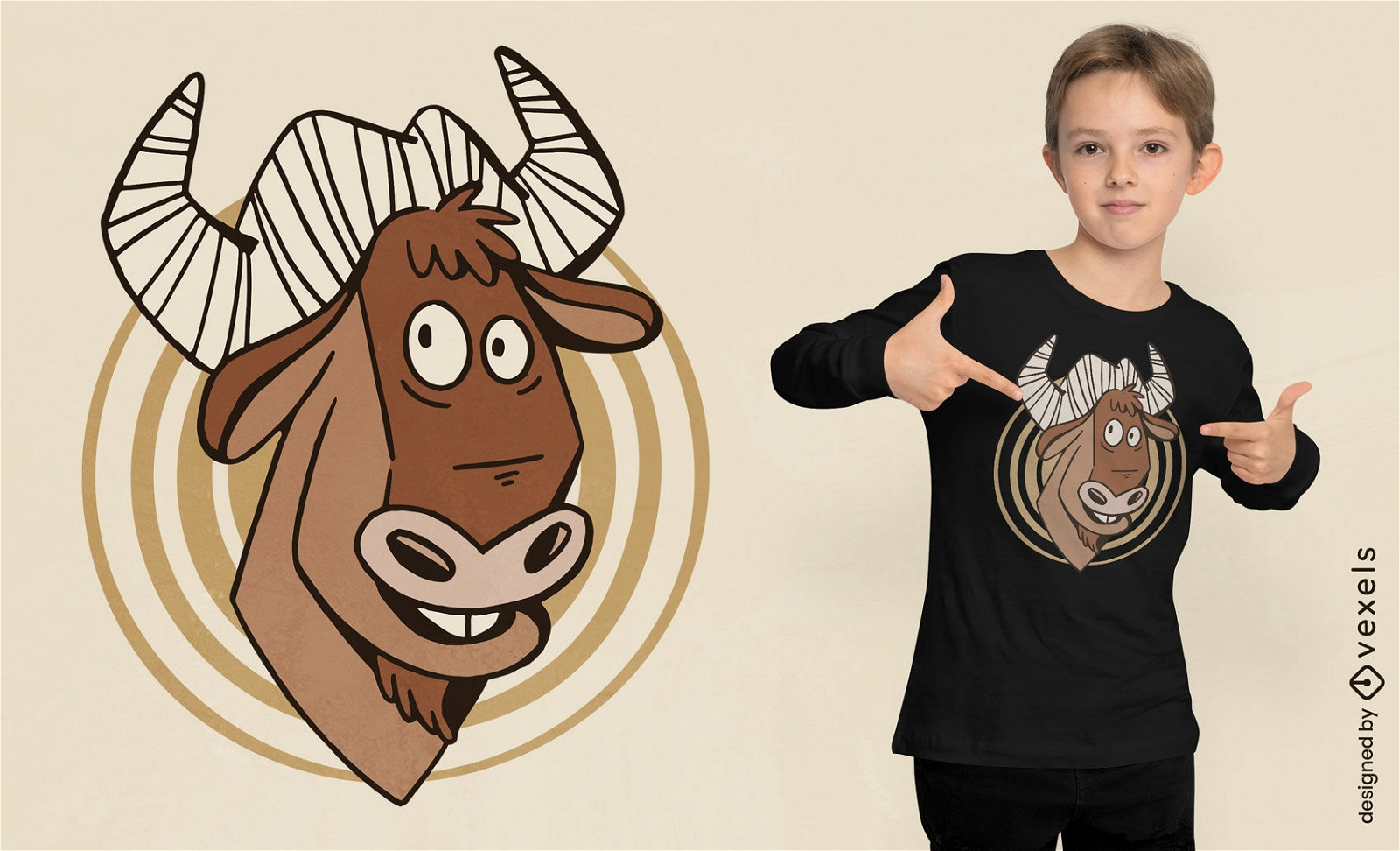 Gnu animal cartoon t-shirt design