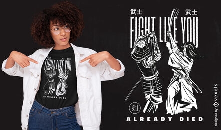 Samurai-Krieger kämpfen T-Shirt-Design