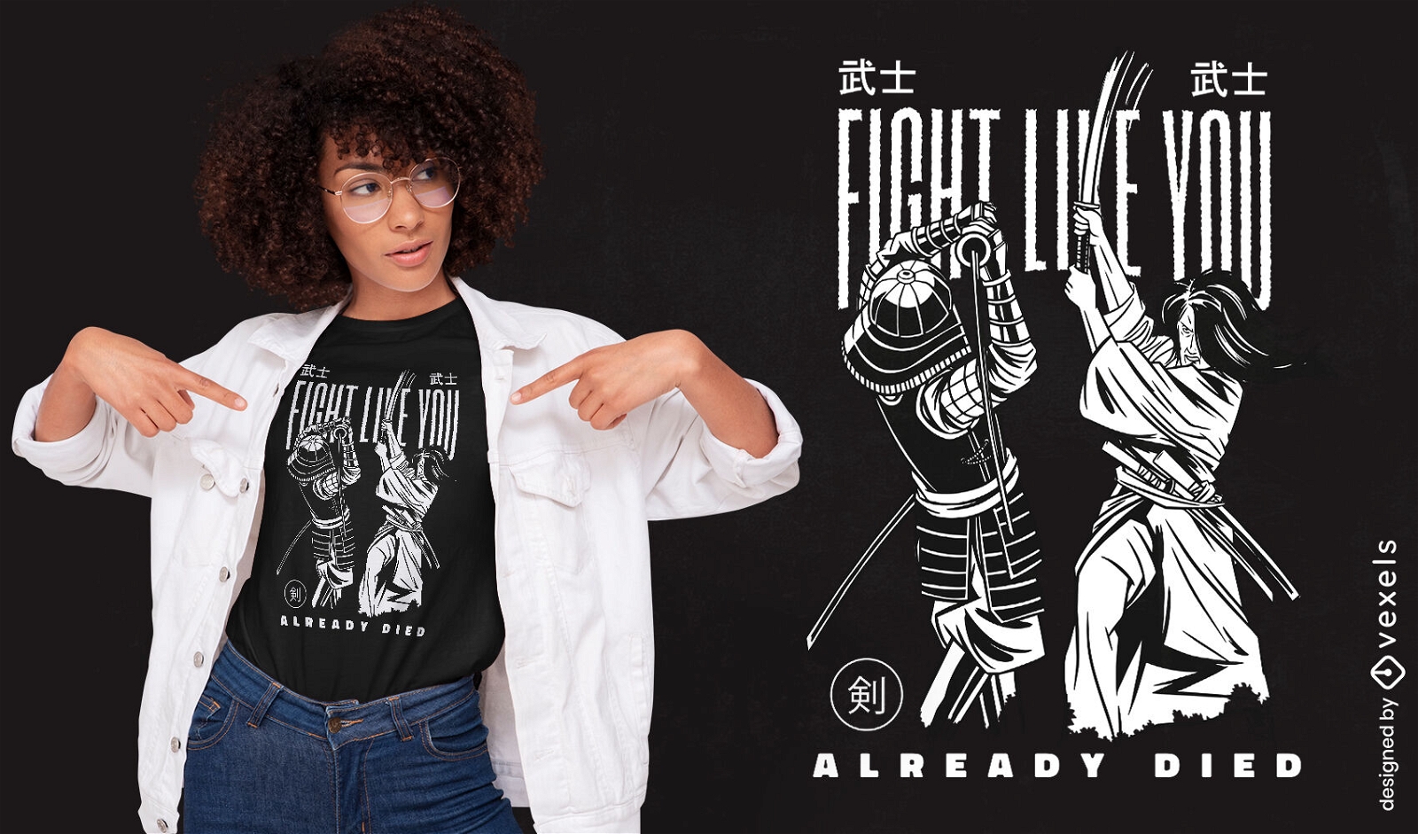 Samurai warrior fight t-shirt design