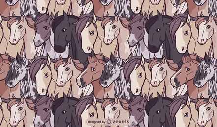 Horses farm animals pattern design