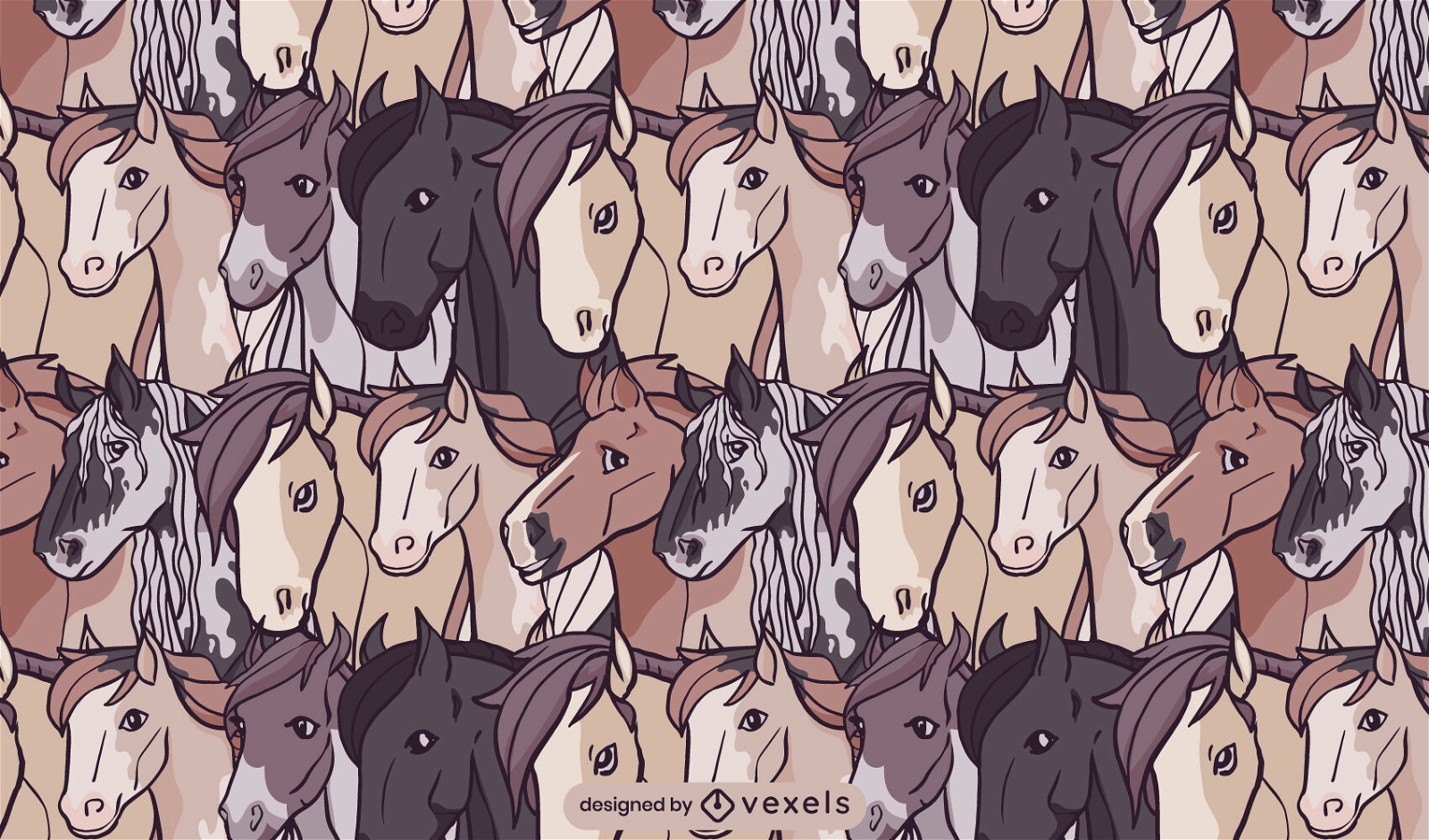 Diseño de patrón de animales de granja de caballos