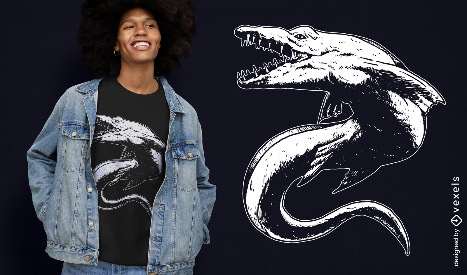 Design de camiseta de dinossauro jurássico Mosasaurus