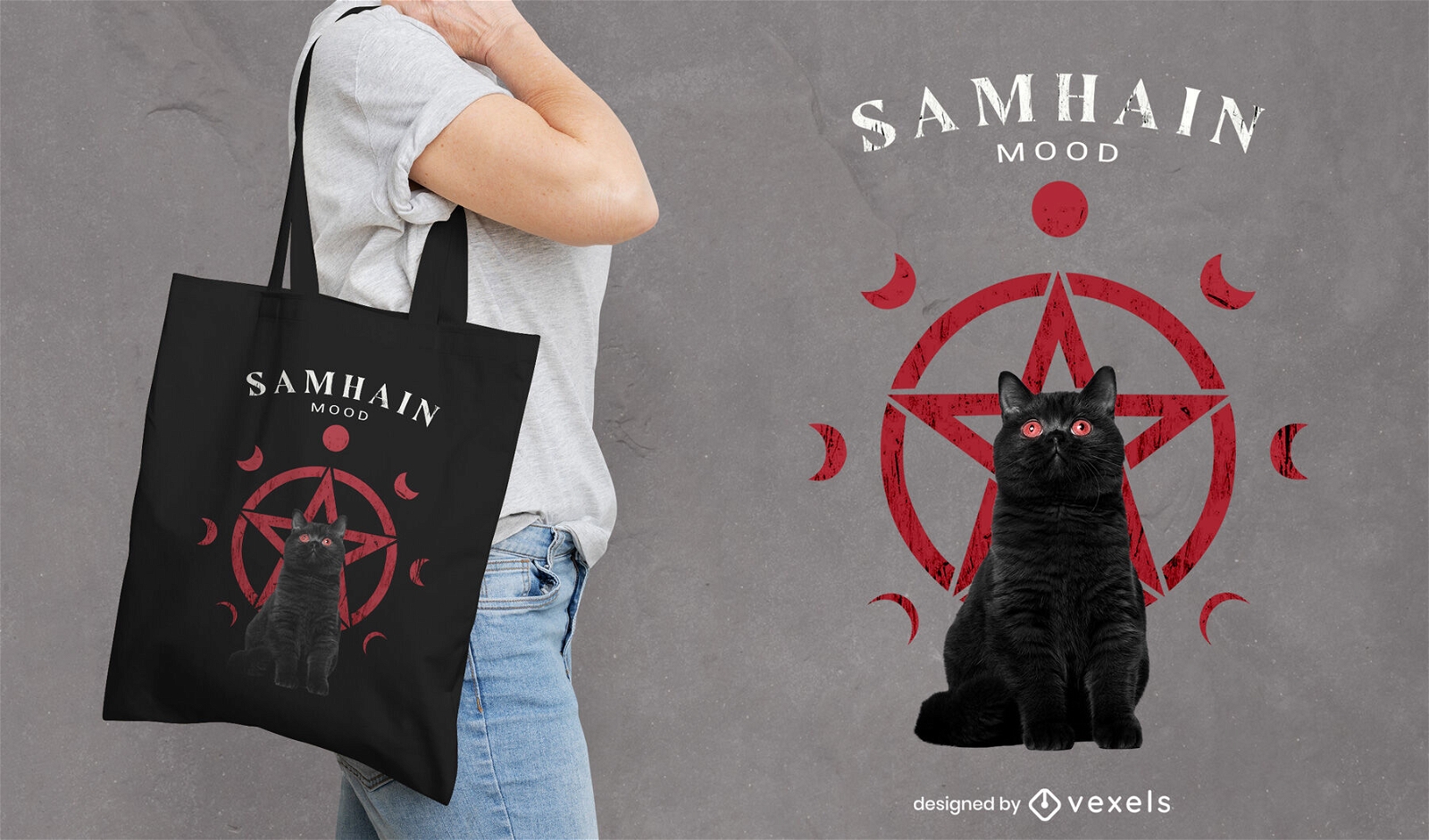 Design de bolsa de gato preto Samhain