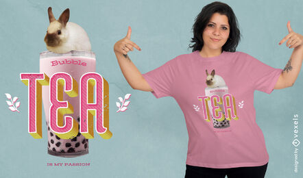 Design de camiseta psd de chá de bolha de coelho