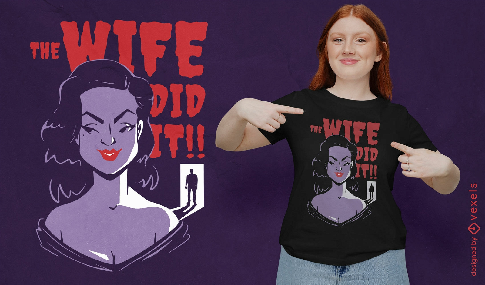 Cartoon woman killer t-shirt design