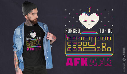 Diseño de camiseta con teclado para juegos AFK