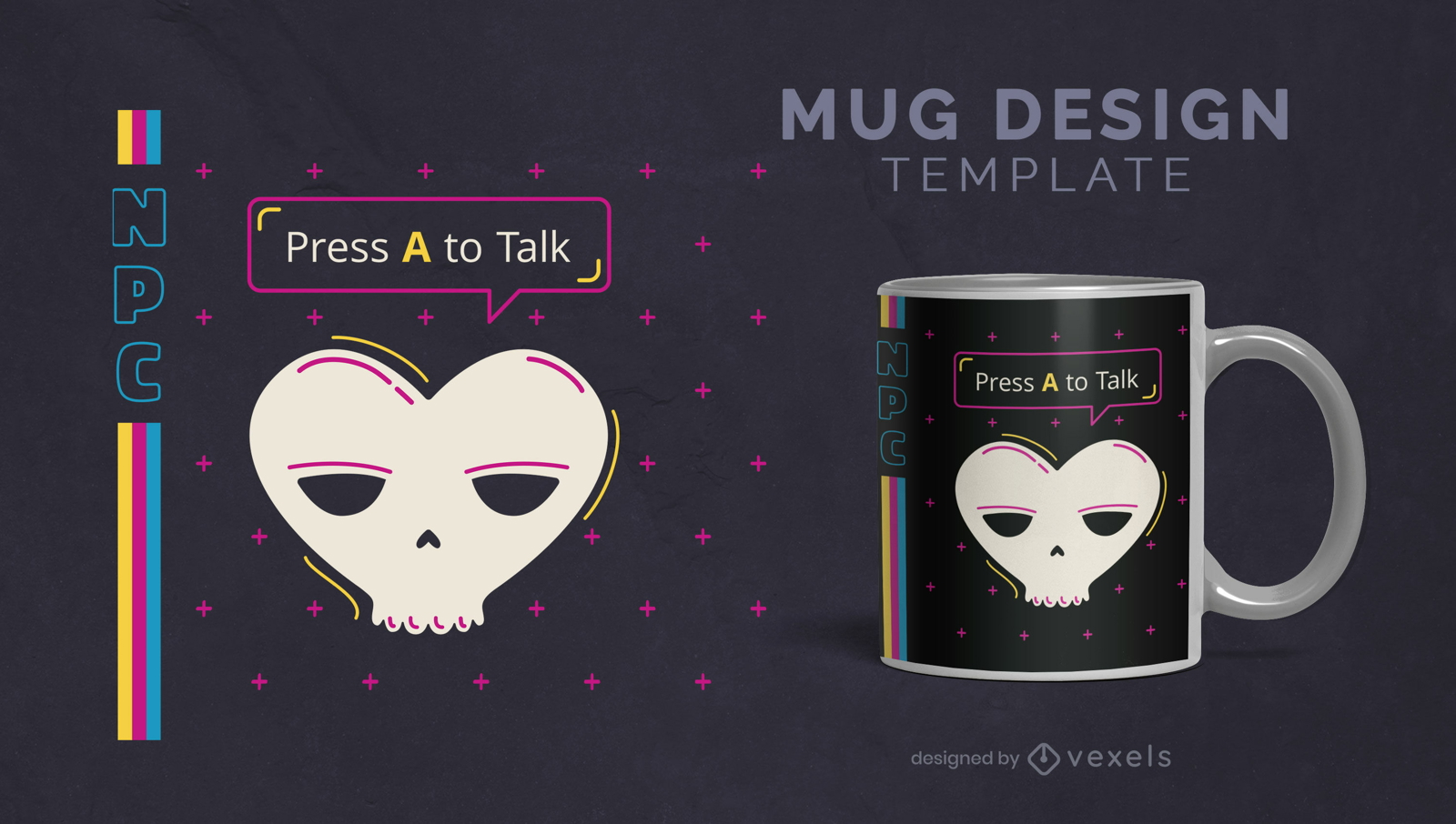 NPC Gaming heart skull mug design