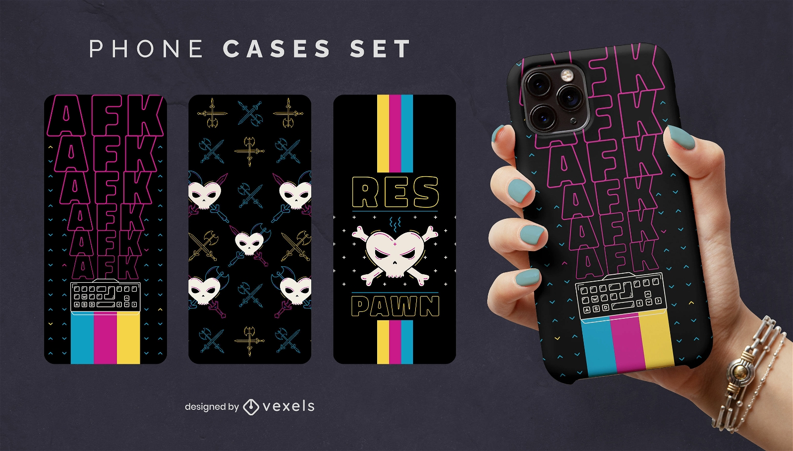 80's gamers phone cases set