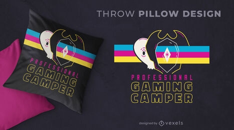 Professional gaming camper throw pillow design