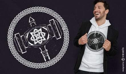 Detailliertes Wikinger-Hammer-T-Shirt-Design