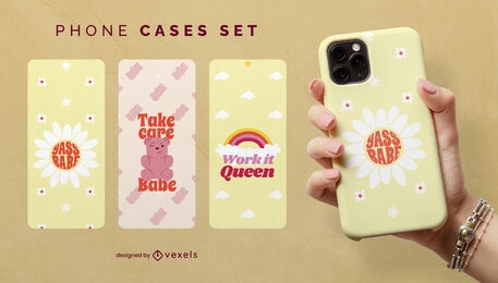 Retro girl phone cases set