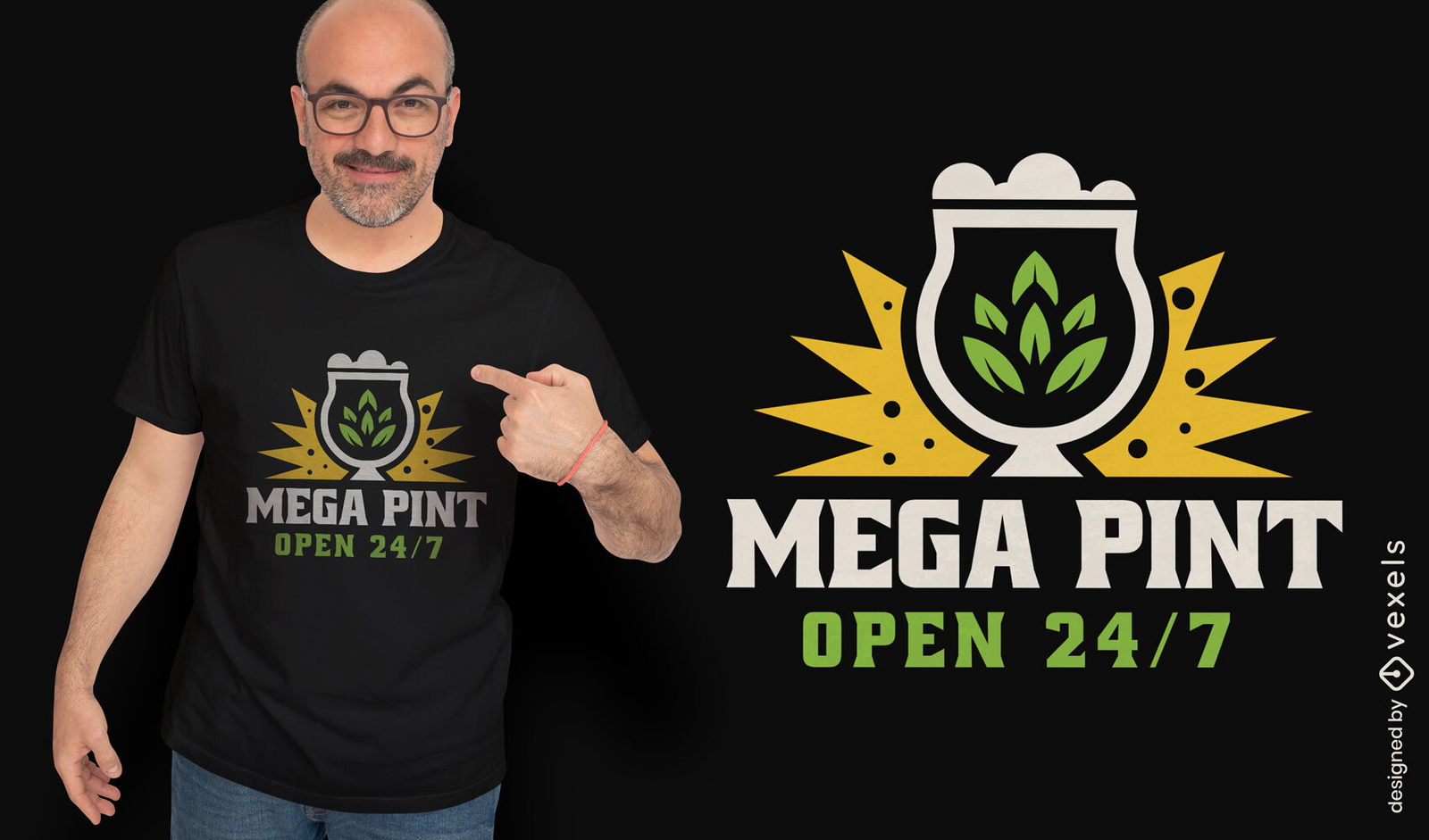 Diseño de camiseta de vaso de cerveza mega pinta