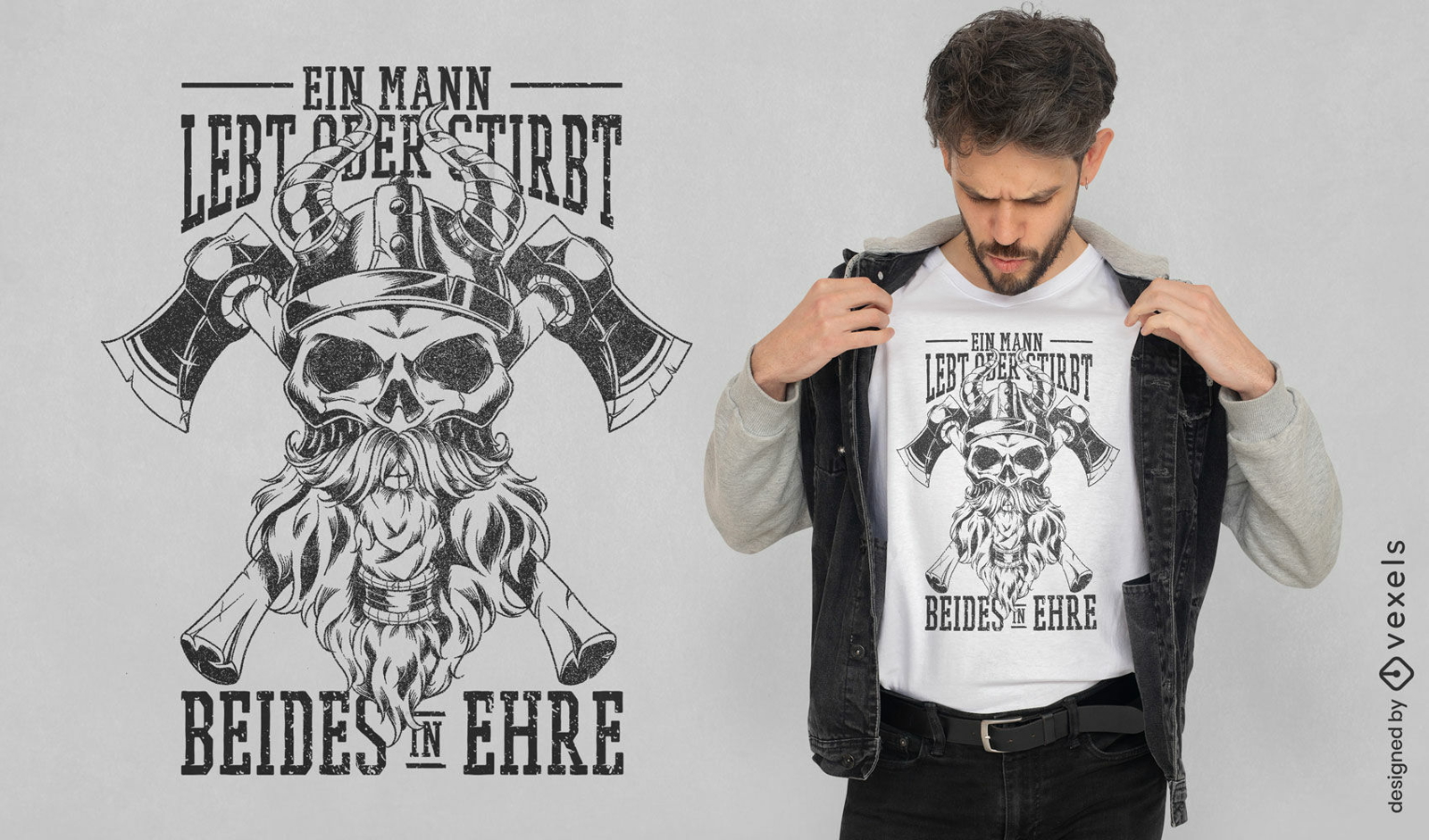Skull viking with axes t-shirt design