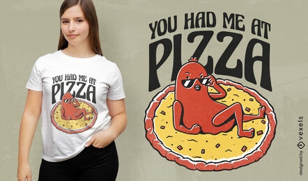 Pepperoni pizza cartoon t-shirt design