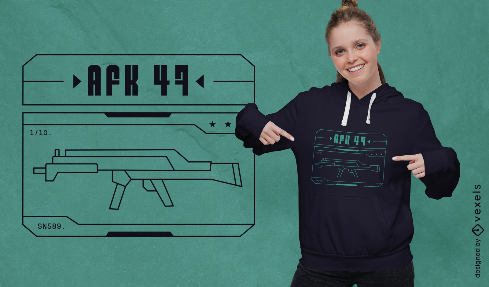 Design de camiseta para jogos de tiro AFK 47