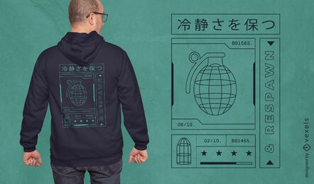 Japanese grenade gaming t-shirt design