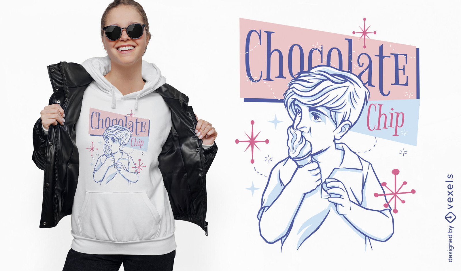 Diseño de camiseta de niño helado con chispas de chocolate