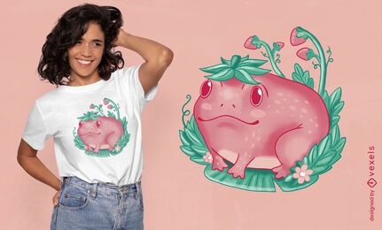 Kawaii strawberry happy frog t-shirt design