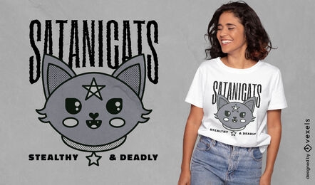 Design de camiseta de bruxa moderna de gato satânico
