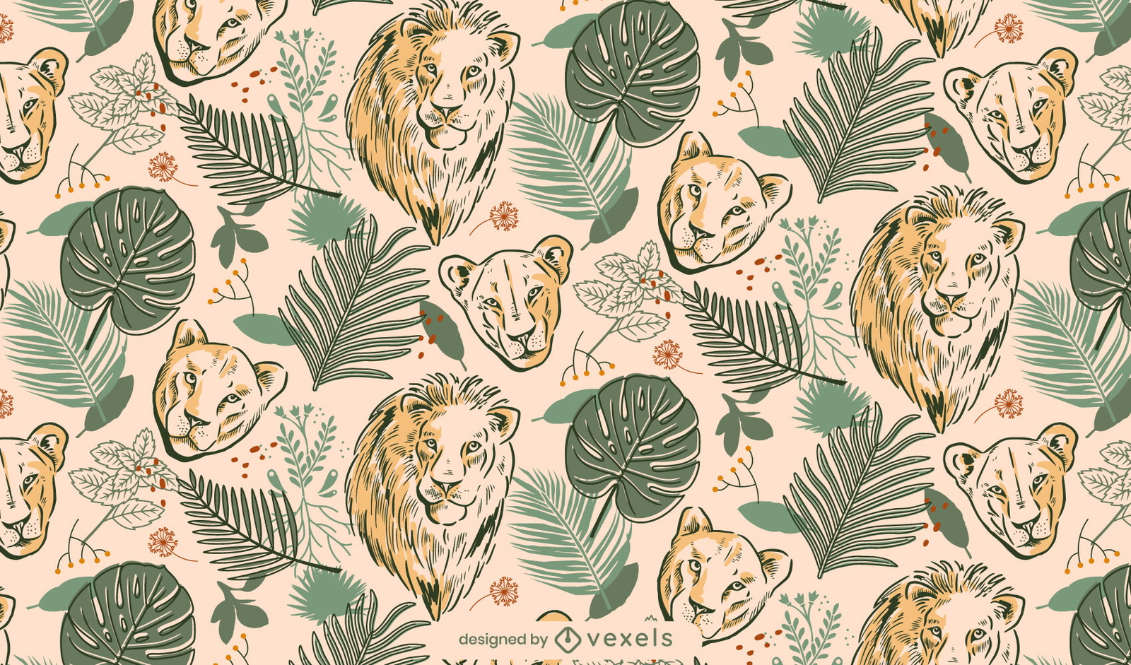 Löwen- und Tigertiermusterdesign