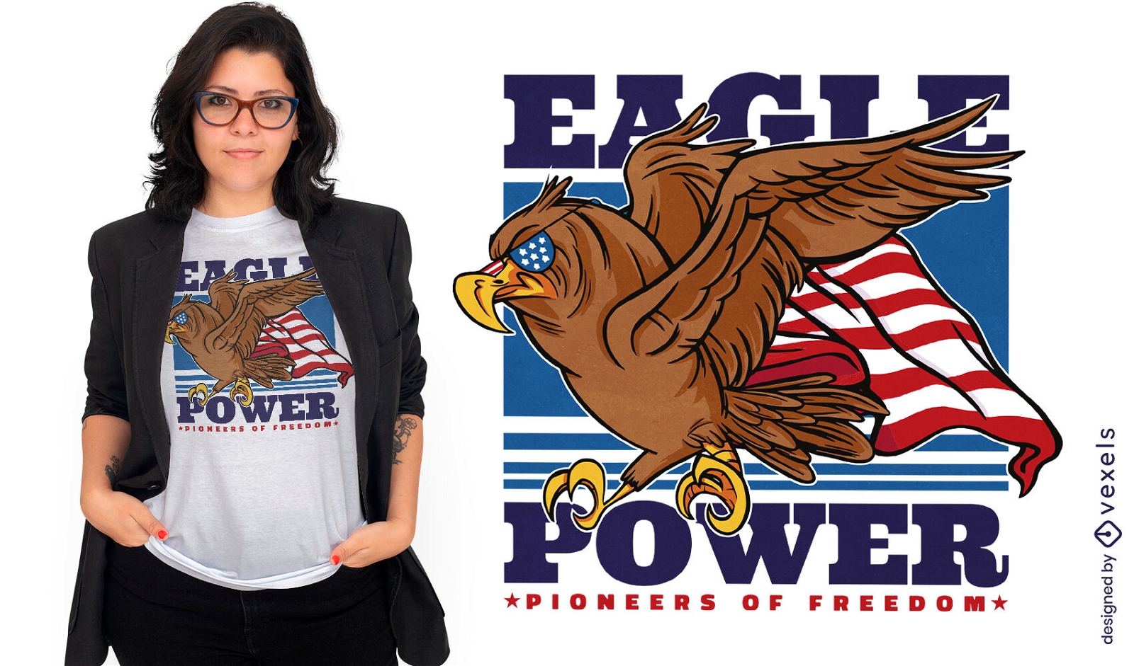 Diseño de camiseta de poder de águila americana