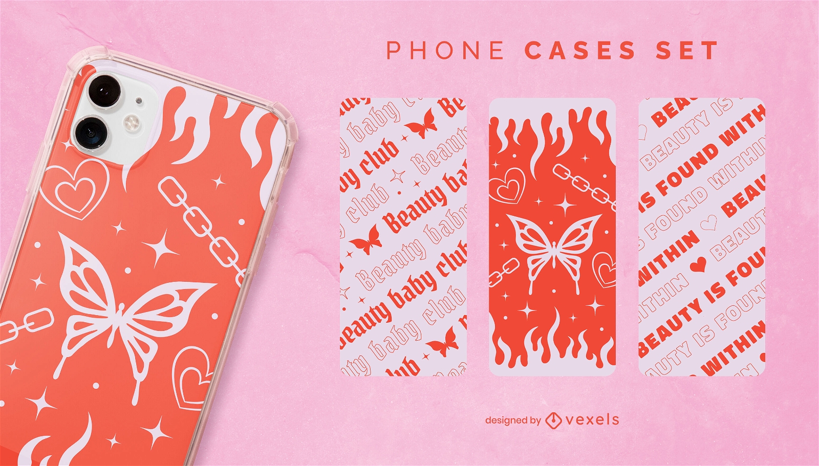Conjunto de capas de telefone de borboletas de beleza