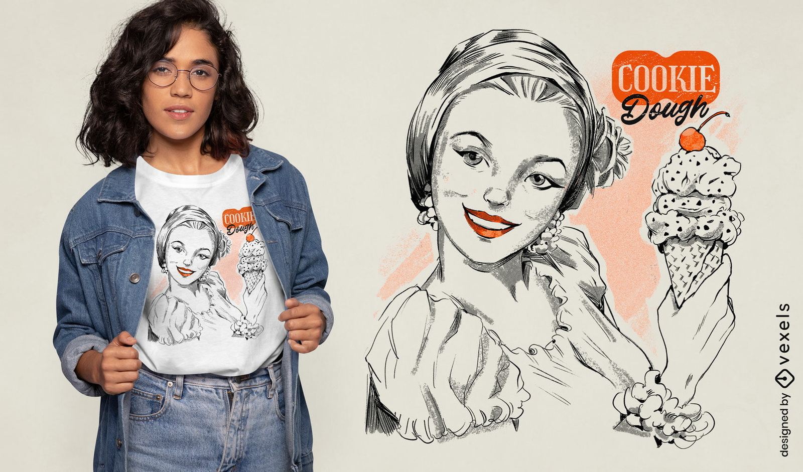 Diseño de camiseta de helado de mujer vintage