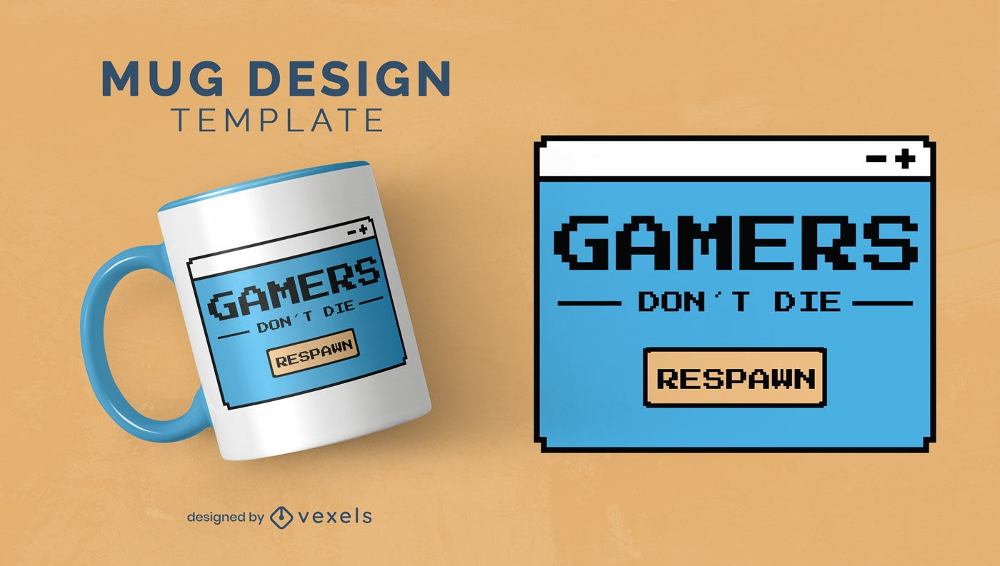 Respawn pixel art gaming mug template