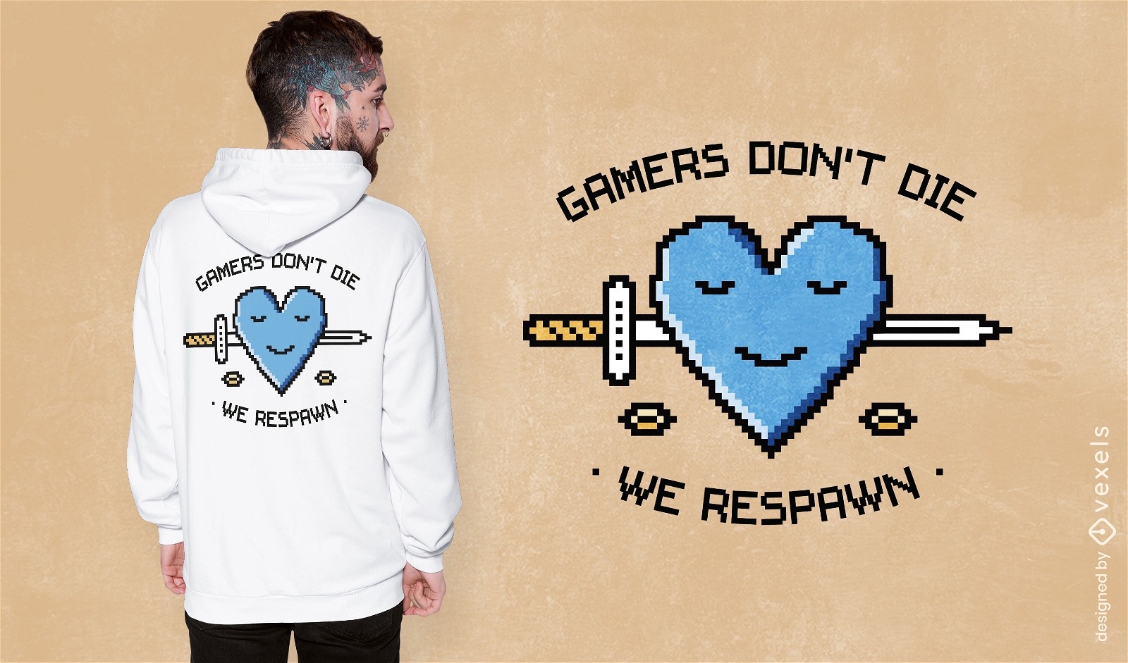Diseño de camiseta de pixel art de juego de reaparición