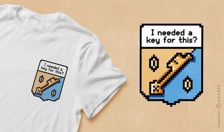 Diseño de camiseta de pixel art clave de videojuego