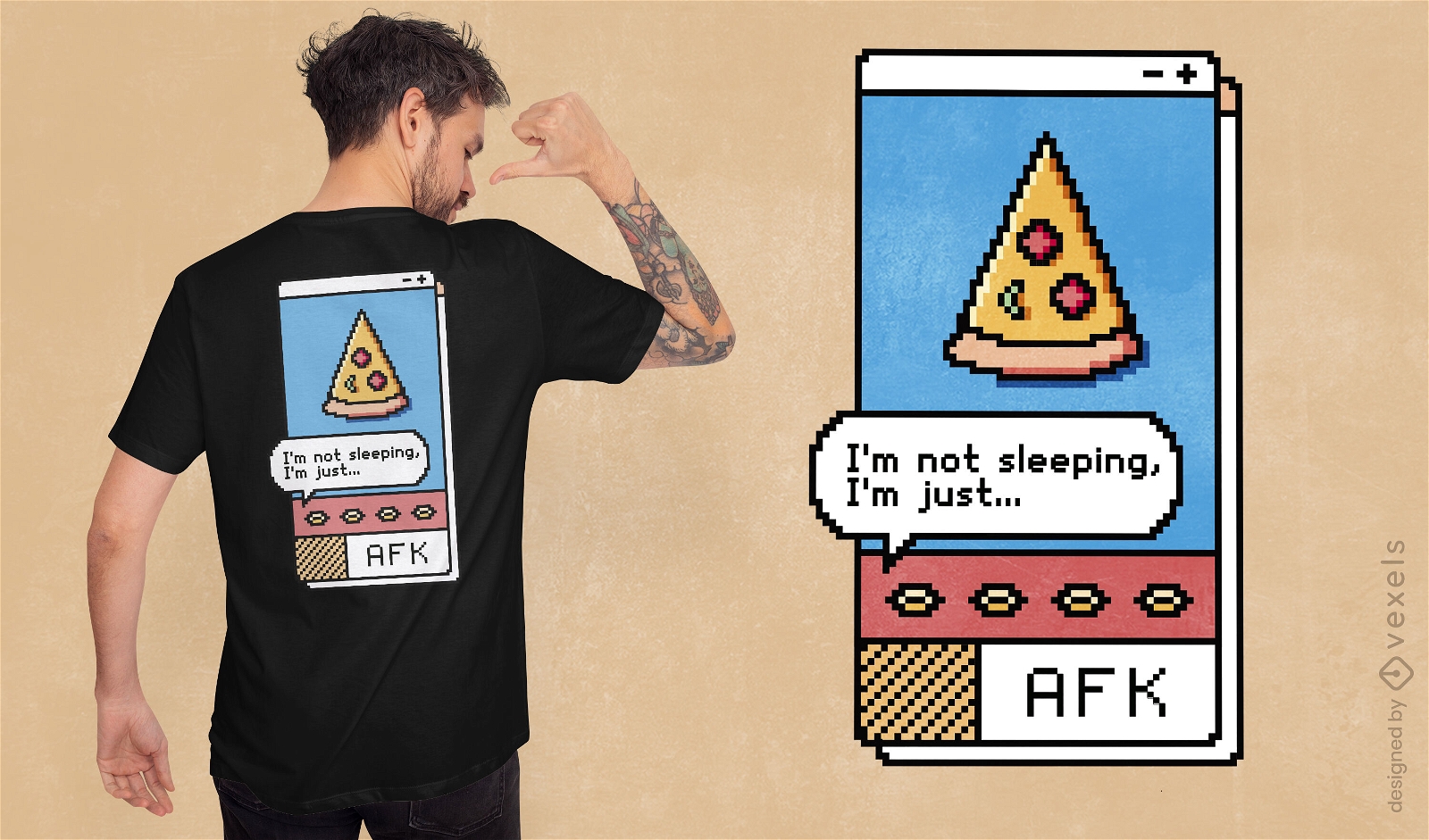 Design de camiseta de pixel art de citação de jogo AFK