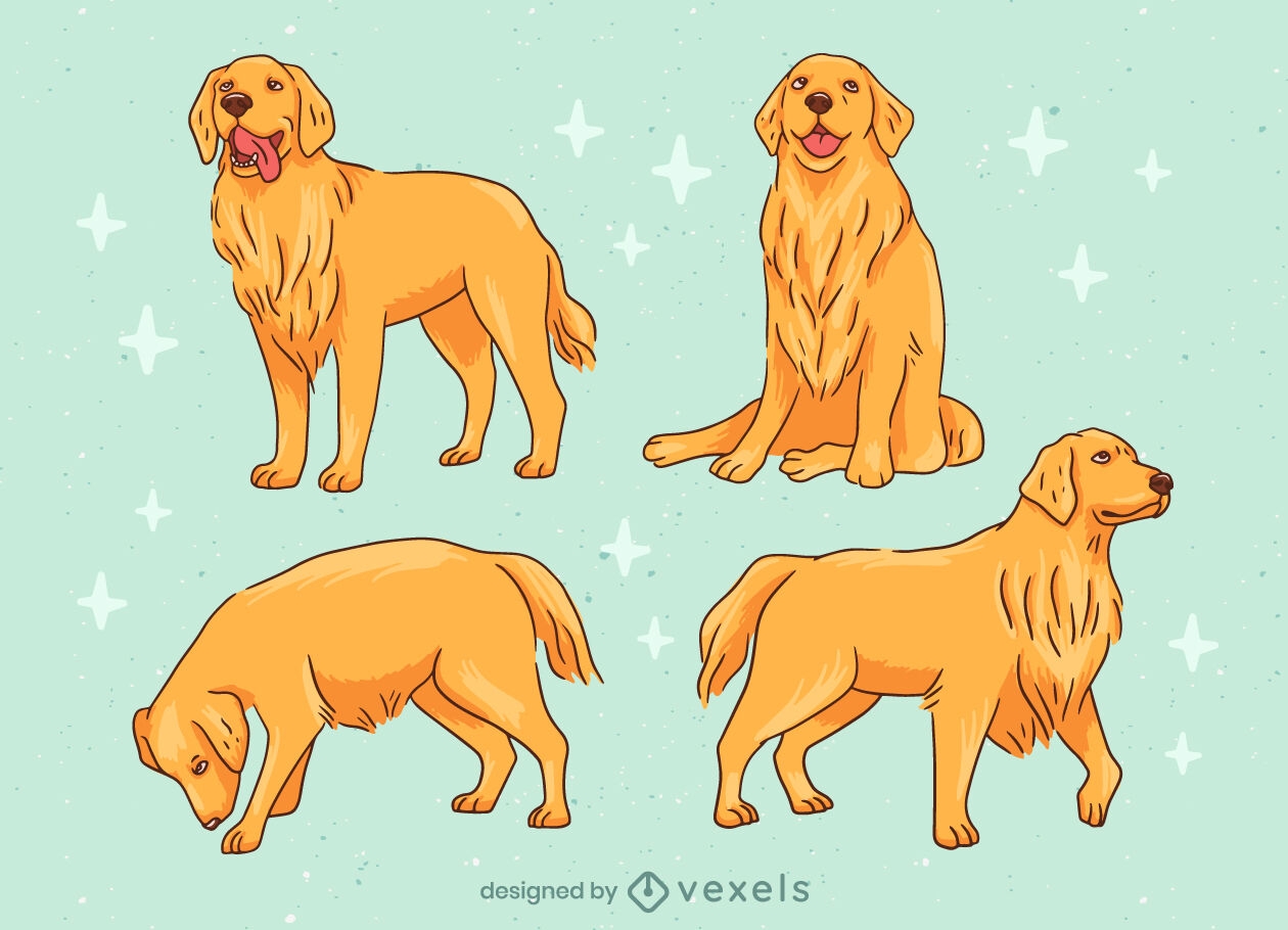 Conjunto de caracteres de perro golden retriever
