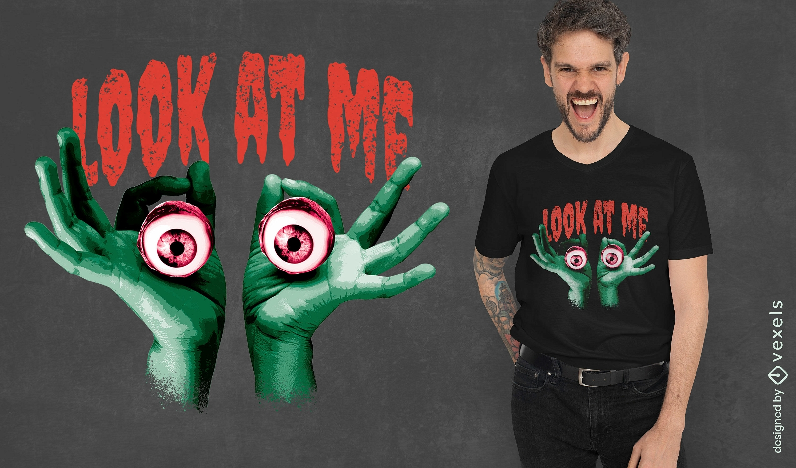 Creepy hands with eyes t-shirt psd