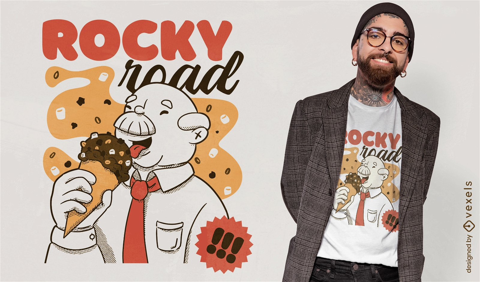 Rocky road ice cream t-shirt design