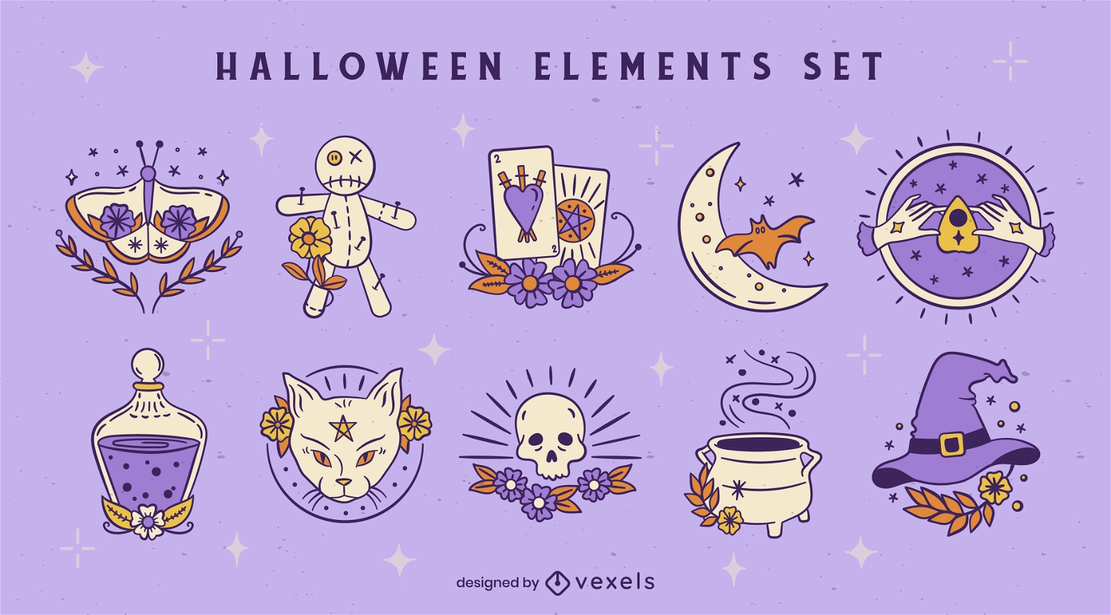 Conjunto de elementos m?gicos de f?rias de Halloween
