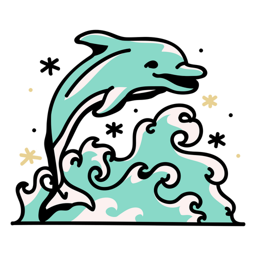 Golfinho esplêndido pulando na água Desenho PNG