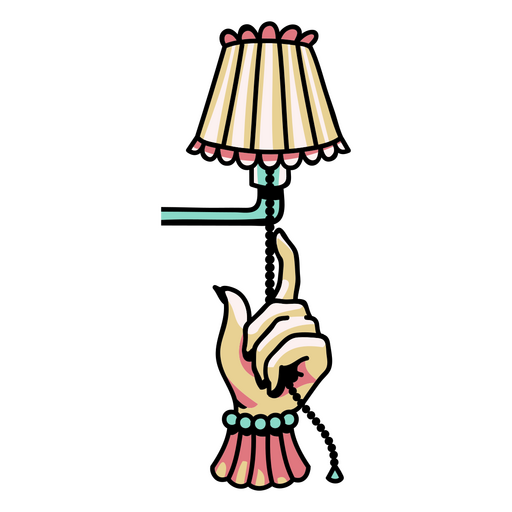 A hand turning on a lamp PNG Design